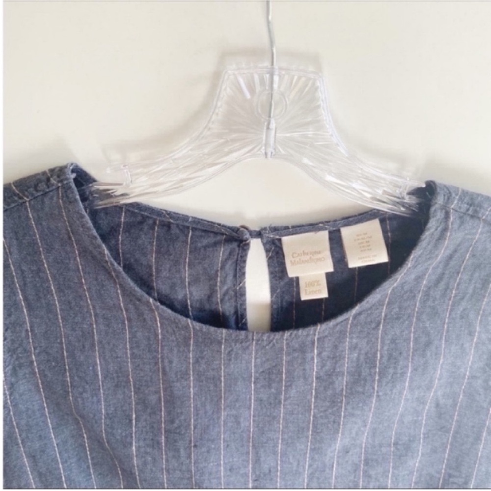 Catherine Malandrino crop top blue striped linen - Picture 4 of 7